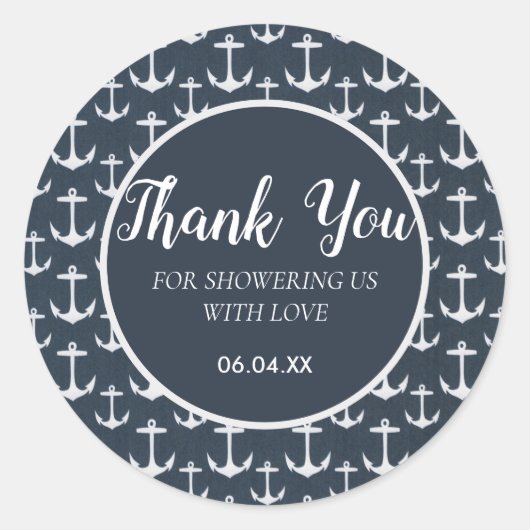 Sticker Rond thème nautique baby shower Océan Voilier Sea Lake (Devant)