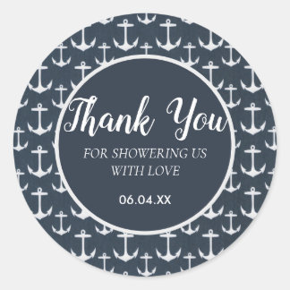 Sticker Rond thème nautique baby shower Océan Voilier Sea Lake