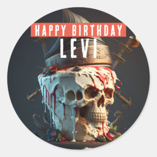 Sticker Rond Thème pirate Anniversaire
