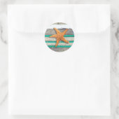 Sticker Rond Thème Plage Starfish Mariage Rustique (Sac)