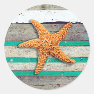 Sticker Rond Thème Plage Starfish Mariage Rustique