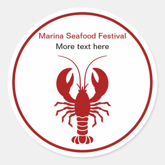 Sticker Rond Thème promotionnel du homard de fruits de mer (Devant)
