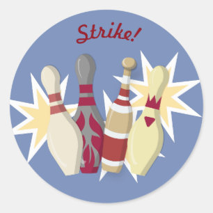 Sticker Rond Thème Vintage de Bowling