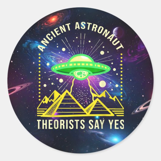 Sticker Rond Théoristes des astronautes anciens disent oui Théo (Devant)