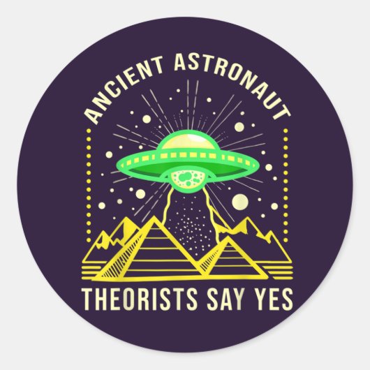 Sticker Rond Théoristes des astronautes anciens disent oui Théo (Devant)