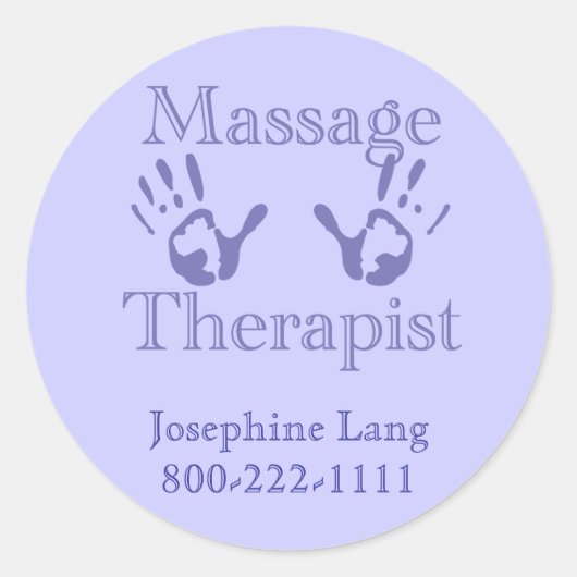 Sticker Rond Thérapeute de massage : Imprimantes à main bleue (Devant)