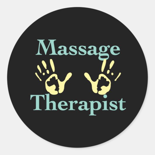 Sticker Rond Thérapeute de massage : Imprimantes à main jaune (Devant)