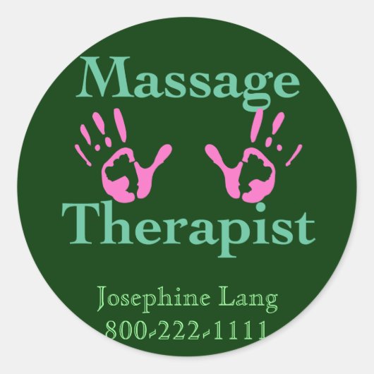 Sticker Rond Thérapeute de massage : Imprimantes à main rose (Devant)
