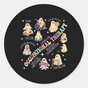 Sticker Rond Thérapeute d'ergothérapie Halloween Éffrayant Ot