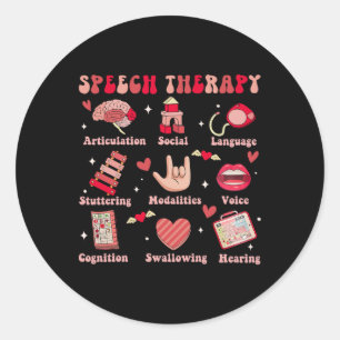 Sticker Rond Thérapeute en orthophonie de la Saint-Valentin Slp