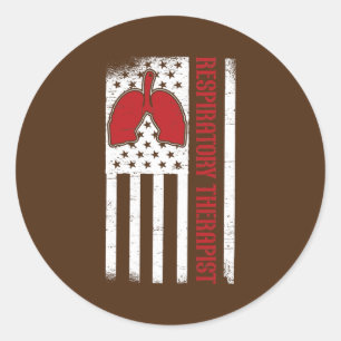 Sticker Rond Thérapeute respiratoire Drapeau Poumons