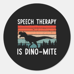 Sticker Rond Thérapie de la parole est DinoMite Langue Patholo