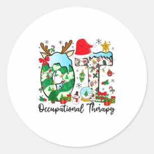 Sticker Rond Thérapie occupationnelle Lumières de Noël Chapeau