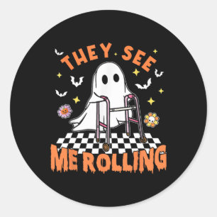 Sticker Rond Thérapie Physique Halloween Ils Me Voient Rolling