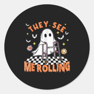 Sticker Rond Thérapie Physique Halloween Ils Me Voient Rolling