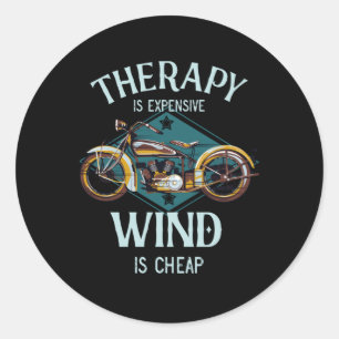 Sticker Rond Thérapie pour motocyclette Vent Cadeau Vintage po