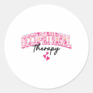 Sticker Rond Thérapie professionnelle super Coeur rose Joyeux V