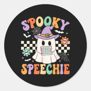 Sticker Rond Thérapie vocale éffrayante Halloween Retro Slp