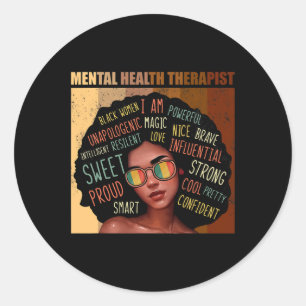 Sticker Rond Thérapiste en santé Afro Femmes Mois de l'histoire