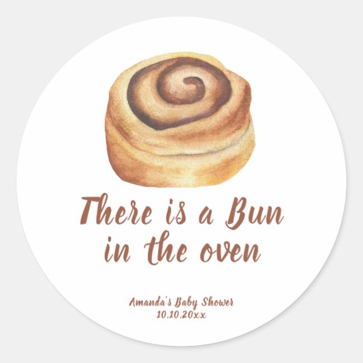 Sticker Rond There is a Bun in the oven Baby Shower (Devant)