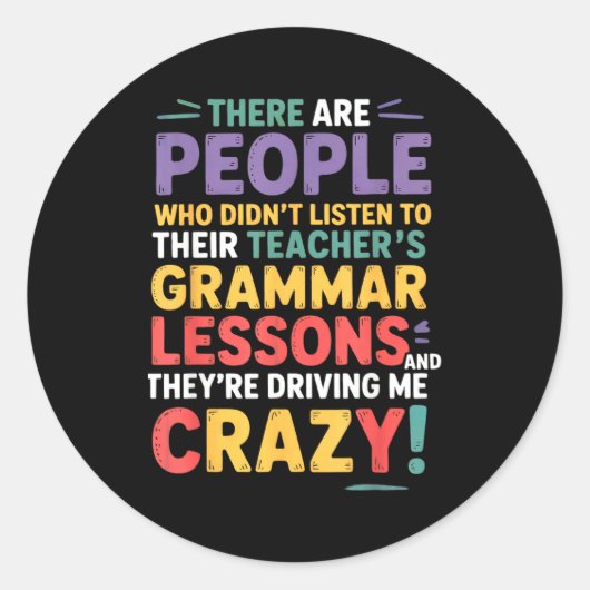 Sticker Rond There Their Theyre English Grammar Teacher Funny H (Devant)