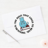 Sticker Rond Thésaurus : Un Dinosaure qui aime lire des livres (Enveloppe)
