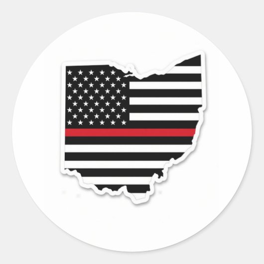 Sticker Rond Thin Red Line Ohio (Devant)