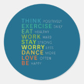 Sticker Rond Think Sitive Affirmation Insrational Motivational  (Devant)