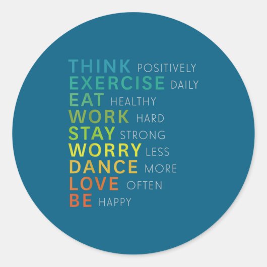 Sticker Rond Think Sitive Affirmation Insrational Motivational (Devant)