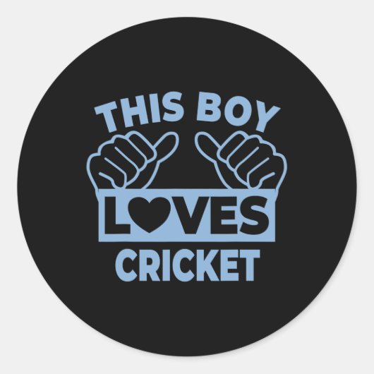 Sticker Rond This Boy Loves Cricket - Cricket Player  (Devant)