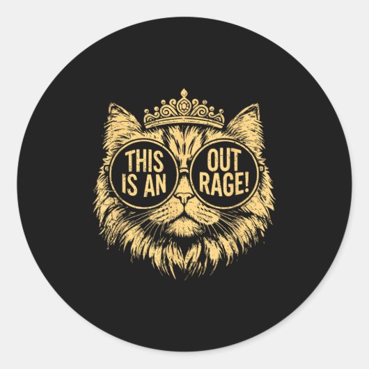 Sticker Rond This Is An Outrage Funny Princess Cat Donut Gold W (Devant)