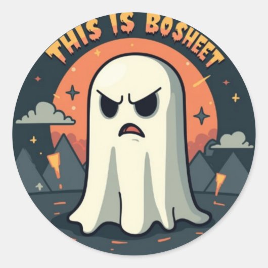 Sticker Rond This Is BoSheet: Grumpy Ghost Halloween  (Devant)