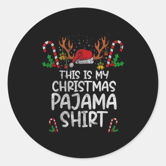 Sticker Rond This Is My Christmas Pajama Funny Xmas Pjs Men Wom (Devant)