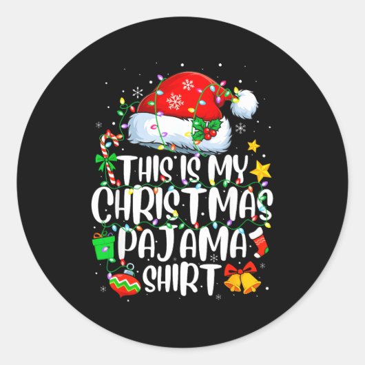 Sticker Rond This Is My Christmas Pajama Shirt Funny Xmas Pjs M (Devant)
