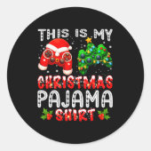 Sticker Rond This Is My Christmas Pajama Shirts Controller Pjs (Devant)