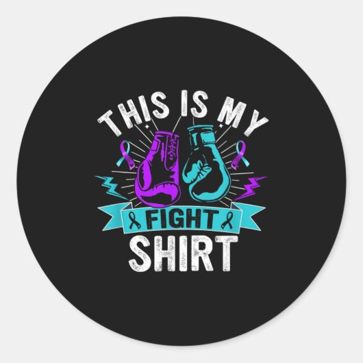 Sticker Rond This Is My Figh Suicide Prevention Fighter Strong  (Devant)