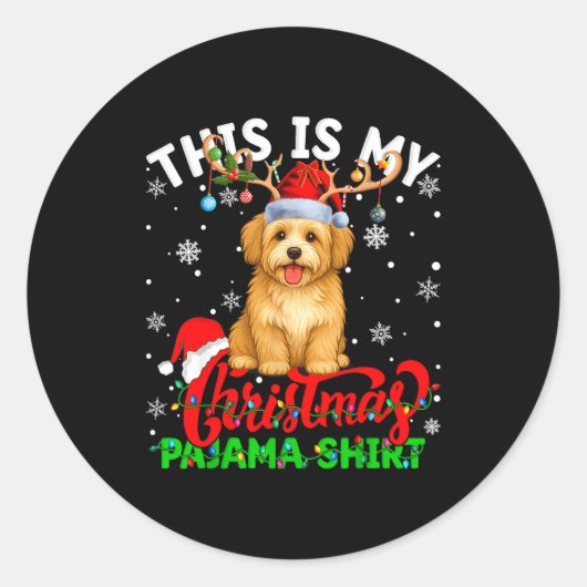 Sticker Rond This Is My Havanese Dog Ugly Christmas Pajama Swea (Devant)