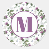 Sticker Rond Thistle Purple Monogram Envelope Seal (Devant)