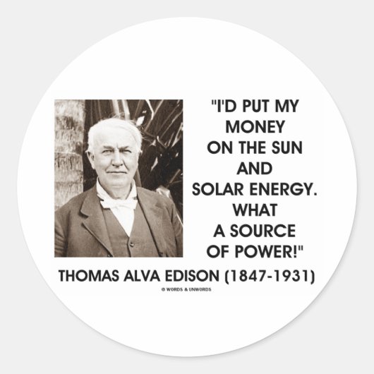 Sticker Rond Thomas Edison Énergie Solaire Solaire Source D'Éne (Devant)