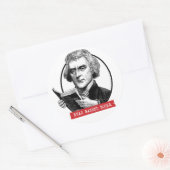 Sticker Rond Thomas Jefferson Lit Des Livres Interdits (Enveloppe)