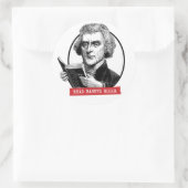Sticker Rond Thomas Jefferson Lit Des Livres Interdits (Sac)
