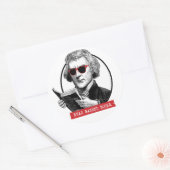 Sticker Rond Thomas Jefferson Lit Des Livres Interdits (Enveloppe)