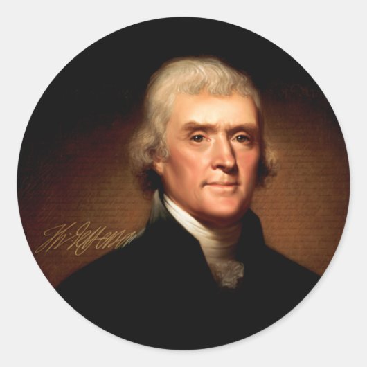 Sticker Rond Thomas Jefferson Portrait (Devant)