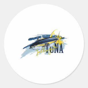 Sticker Rond Thon à nageoire jaune pêche en mer profonde Marin