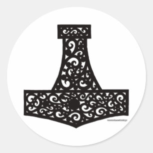 Sticker Rond Thors Hammer en noir