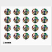 Sticker Rond Three cats and the moon (Feuille)