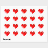 Sticker Rond Three Dimensional Style Heart Symbol Red (Feuille)