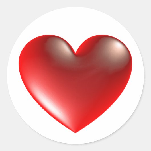 Sticker Rond Three Dimensional Style Heart Symbol Red (Devant)