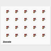 Sticker Rond Three Hearts Leopard Buffalo Plaid Valentines Day  (Feuille)
