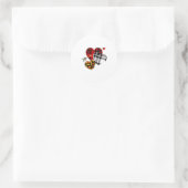 Sticker Rond Three Hearts Leopard Buffalo Plaid Valentines Day  (Sac)